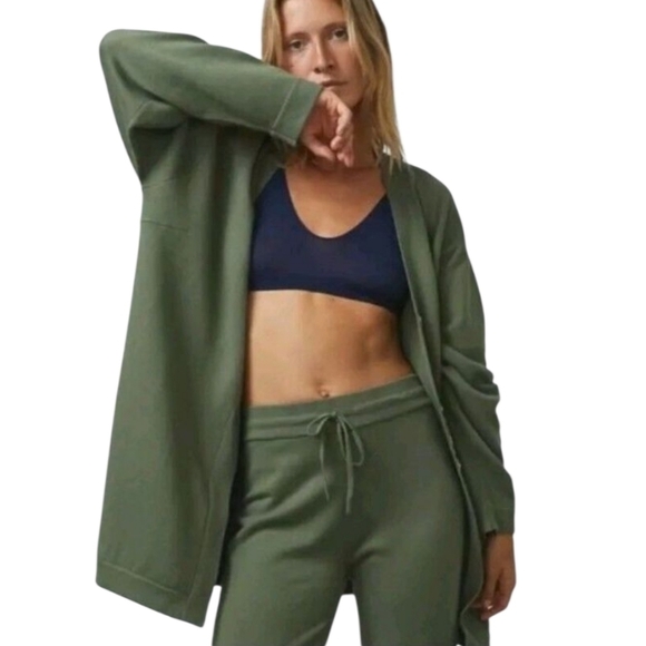 Lunya Cozy Cotton Button Front Silk Blend Cardigan Green New in Package Sz. L/XL - Picture 4 of 16